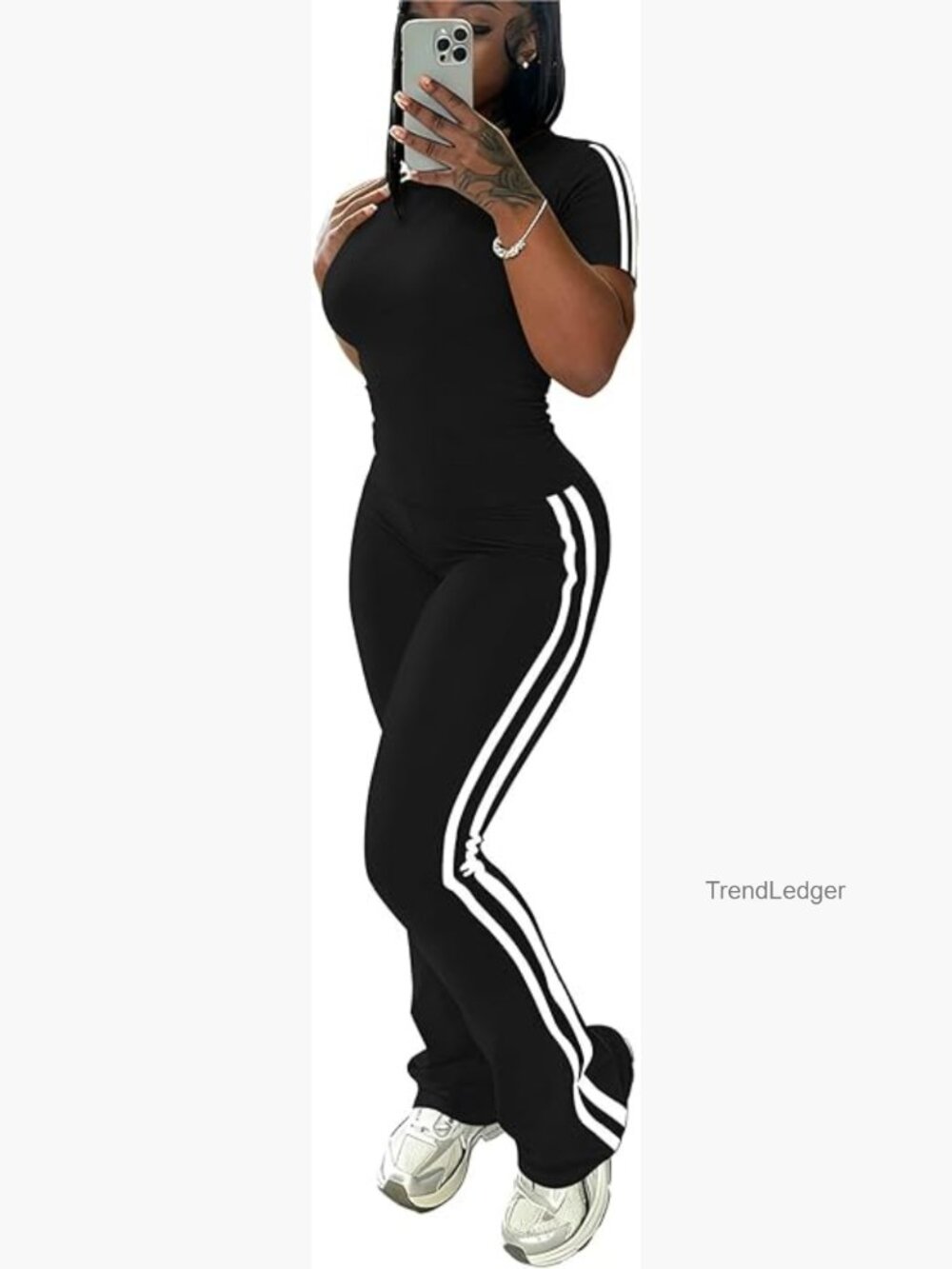 2 Piece Sweatsuit Slim Fit Top Flare Legging Pants Tracksuit Lounge Matching Set